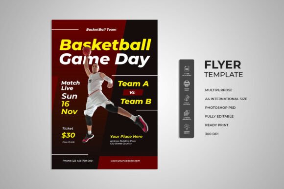 Basketball Game Day Flyer Template