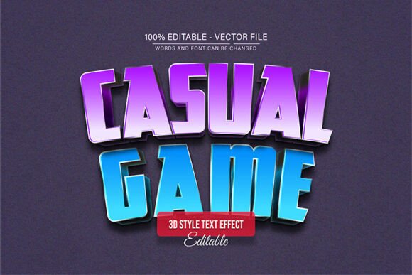 Casual Game 3D Text Effect Editable Vector