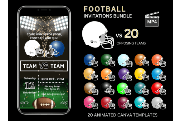 Football Game Invitations: White Team Bundle