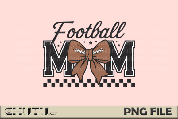 Football Mom PNG: Cute Game Day Bow Design
