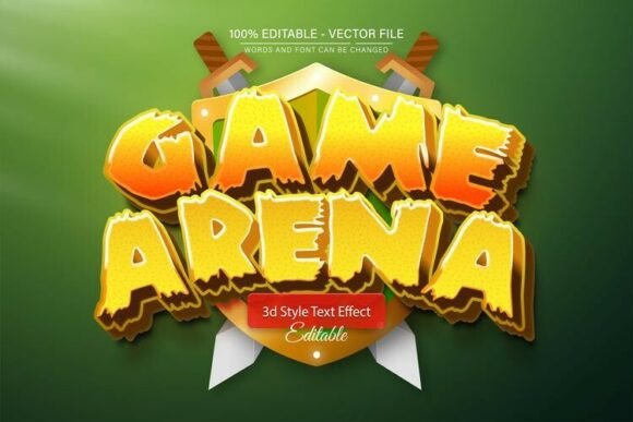 Game Arena Cartoon 3D Text Effect