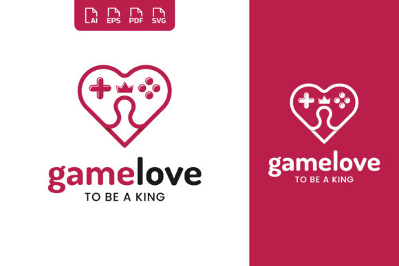 Game Love Heart with Game Stick Logo: A Creative Design Asset