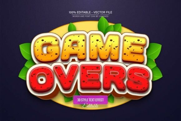 Game Over Cartoon Style 3D Text Effect