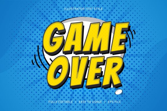 Game Over Text Effect: Bold Blue Vector Typography