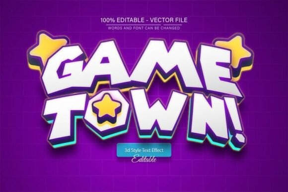 Game Town Cartoon 3D Text Effect: A Flexible Vector Design