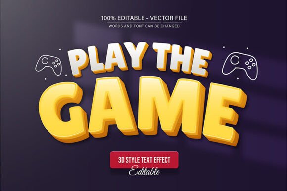 Play Game 3D Style Text Effect: Editable Vector Design