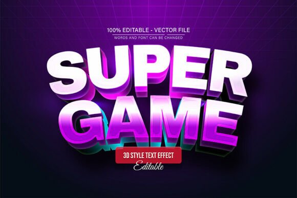 Purple Super Game Text Effect for Poster