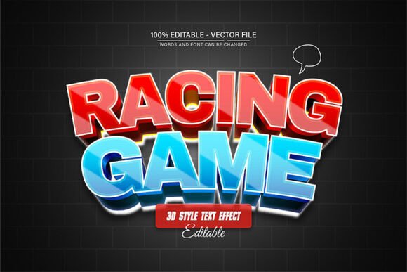 Racing Game 3D Text Effect Editable