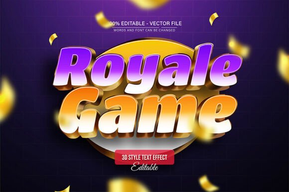 Royale Game Golden 3D Text Effect for Premium Designs