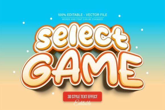 Select Game Cartoon 3D Text Effect for Designers
