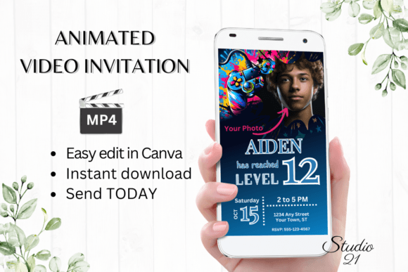 Video Game Birthday Invite - Gamer 12 Digital Template