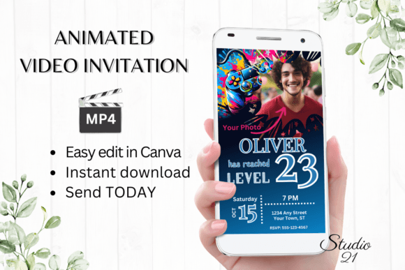 Video Game Birthday Invite - Gamer 23
